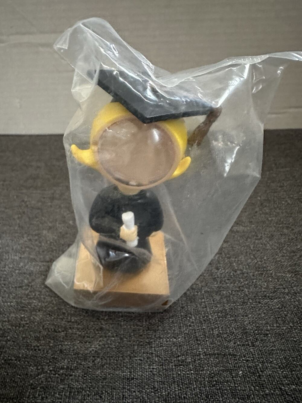 Graduation Photo Holder Bobblehead Girl Black Gown Diploma Picture Frame 4.5”